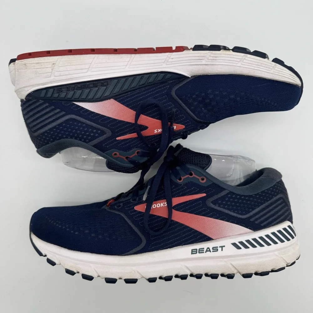 Brooks Beast 20 Navy Blue/Red Athletic Sneaker Size 10 - Picture 8 of 12